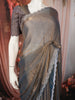 Antique Gold Grey Abstract Stone Embellished Design Crushed Fancy Saree with Designer Border