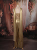 Antique Gold Heavy Sequins and Beads Embroidered Design Shimmer Indo Western Palazzo Suit with Choker Dupatta