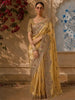 Antique Gold Paisley Sequins and Beads Embroidered Design Pure Tissue Silk Party Wear Saree with Stitched Designer Blouse