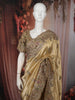 Antique Gold Paisley Sequins and Beads Embroidered Design Pure Tissue Silk Party Wear Saree with Stitched Designer Blouse