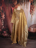 Antique Gold Sequins and Beads Embroidered Design Tissue Silk Fancy Wear Gown with Dupatta