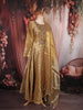 Antique Gold Sequins and Beads Embroidered Design Tissue Silk Fancy Wear Gown with Dupatta
