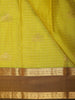 Antique Lime Green Checked Zari Woven Design Pure Kanchipuram Silk Saree with Contrast Zari Border