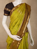 Antique Lime Green Checked Zari Woven Design Pure Kanchipuram Silk Saree with Contrast Zari Border