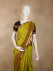 Antique Lime Green Checked Zari Woven Design Pure Kanchipuram Silk Saree with Contrast Zari Border