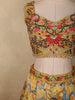 Antique Mustard Golden Yellow Floral Printed and Sequins Embroidered Design Crepe Bridesmaids Lehenga with Dupatta