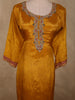 Antique Mustard Yellow Floral Zari Embroidered Design Satin Salwar Suit