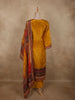 Antique Mustard Yellow Floral Zari Embroidered Design Satin Salwar Suit