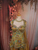 Antique Mustard Yellow Paisley Sequins and Beads Embroidered Design Chiffon Party Wear Indo Western Palazzo Suit with Matching Choker Dupatta