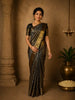 Antique Olive Brown Striped Woven Design Pure Kanchipuram Silk Saree with Zari Border