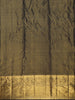 Antique Olive Brown Striped Woven Design Pure Kanchipuram Silk Saree with Zari Border