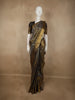 Antique Olive Brown Striped Woven Design Pure Kanchipuram Silk Saree with Zari Border