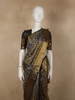 Antique Olive Brown Striped Woven Design Pure Kanchipuram Silk Saree with Zari Border