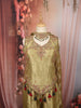 Antique Olive Green Floral Beads Embroidered Design Tissue Silk Palazzo Suit with Matching Choker Dupatta