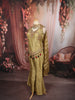 Antique Olive Green Floral Beads Embroidered Design Tissue Silk Palazzo Suit with Matching Choker Dupatta
