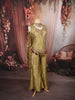 Antique Olive Green Floral Beads Embroidered Design Tissue Silk Palazzo Suit with Matching Choker Dupatta
