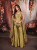 Antique Olive Green Floral Beads Embroidered Design Tissue Silk Palazzo Suit with Matching Choker Dupatta