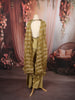 Antique Olive Green Floral Beads Embroidered Design Tissue Silk Palazzo Suit with Matching Choker Dupatta