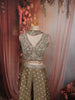 Antique Olive Green Floral Vine Sequins and Beads Embroidered Design Tissue Silk Indo Western Palazzo Suit with Matching Choker Dupatta