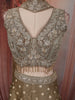 Antique Olive Green Floral Vine Sequins and Beads Embroidered Design Tissue Silk Indo Western Palazzo Suit with Matching Choker Dupatta