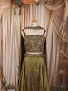 Antique Olive Green Heavy Sequins and Zardozi Embroidered Design Shimmer Party Wear Lehenga With Matching Choker  Dupatta