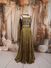 Antique Olive Green Heavy Sequins and Zardozi Embroidered Design Shimmer Party Wear Lehenga With Matching Choker  Dupatta