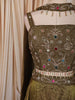Antique Olive Green Heavy Sequins and Zardozi Embroidered Design Shimmer Party Wear Lehenga With Matching Choker  Dupatta
