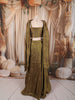 Antique Olive Green Heavy Sequins and Zardozi Embroidered Design Shimmer Party Wear Lehenga With Matching Choker  Dupatta