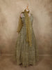 Antique Olive Green Heavy Zari and Sequins Embroidered Design Net Anarkali Gown with Dupatta