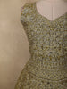 Antique Olive Green Heavy Zari and Sequins Embroidered Design Net Anarkali Gown with Dupatta