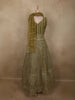 Antique Olive Green Heavy Zari and Sequins Embroidered Design Net Anarkali Gown with Dupatta