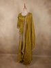 Antique Olive Mustard Green Floral Sequins and Beads Embroidered Design Organza Palazzo Suit with Dupatta