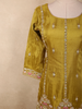 Antique Olive Mustard Green Floral Sequins and Beads Embroidered Design Organza Palazzo Suit with Dupatta