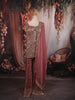 Antique Rose Heavy Sequins Kartana Beads Embroidered Design Tissue Silk Party Wear Palazzo Suit with Matching  Dupatta