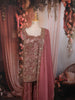 Antique Rose Heavy Sequins Kartana Beads Embroidered Design Tissue Silk Party Wear Palazzo Suit with Matching  Dupatta