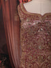 Antique Rose Heavy Sequins Kartana Beads Embroidered Design Tissue Silk Party Wear Palazzo Suit with Matching  Dupatta
