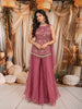 Antique Rose Pink Floral Vine Sequins and Beads Embroidered Design Tissue Silk Party Wear Palazzo Suit with Matching Choker Dupatta