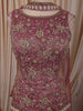 Antique Rose Pink Floral Vine Sequins and Beads Embroidered Design Tissue Silk Party Wear Palazzo Suit with Matching Choker Dupatta