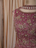 Antique Rose Pink Floral Vine Sequins and Beads Embroidered Design Tissue Silk Party Wear Palazzo Suit with Matching Choker Dupatta