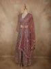Antique Rosewood Mauve Pink Zari Embroidered and Stone Embellished Design Net Lehenga With Net Dupatta