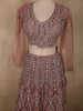 Antique Rosewood Mauve Pink Zari Embroidered and Stone Embellished Design Net Lehenga With Net Dupatta