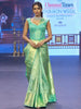 Antique Sea Green Floral Vine Zari Woven Design Pure Kanchipuram Silk Saree with Matching Floral Zari Border