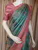Antique Teal Blue Floral Vine Zari Woven Design Pure Kanchipuram Silk Bridal Saree with Contrast Rose Pink Zari Border