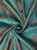 Antique Teal Blue Floral Vine Zari Woven Design Pure Kanchipuram Silk Bridal Saree with Contrast Rose Pink Zari Border
