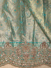 Antique Teal Green Floral Sequins and Zari Embroidered Design Tissue Banarasi Saree with Designer Border