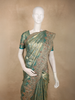 Antique Teal Green Floral Sequins and Zari Embroidered Design Tissue Banarasi Saree with Designer Border
