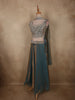 Antique Teal Green Sequin and Beads Embroidered Design Organza Lehenga with Dupatta