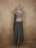 Antique Teal Green Sequin and Beads Embroidered Design Organza Lehenga with Dupatta