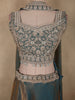 Antique Teal Green Sequin and Beads Embroidered Design Organza Lehenga with Dupatta