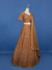 Antique Gold Geometric Embroidered Design Net Bridal Lehenga